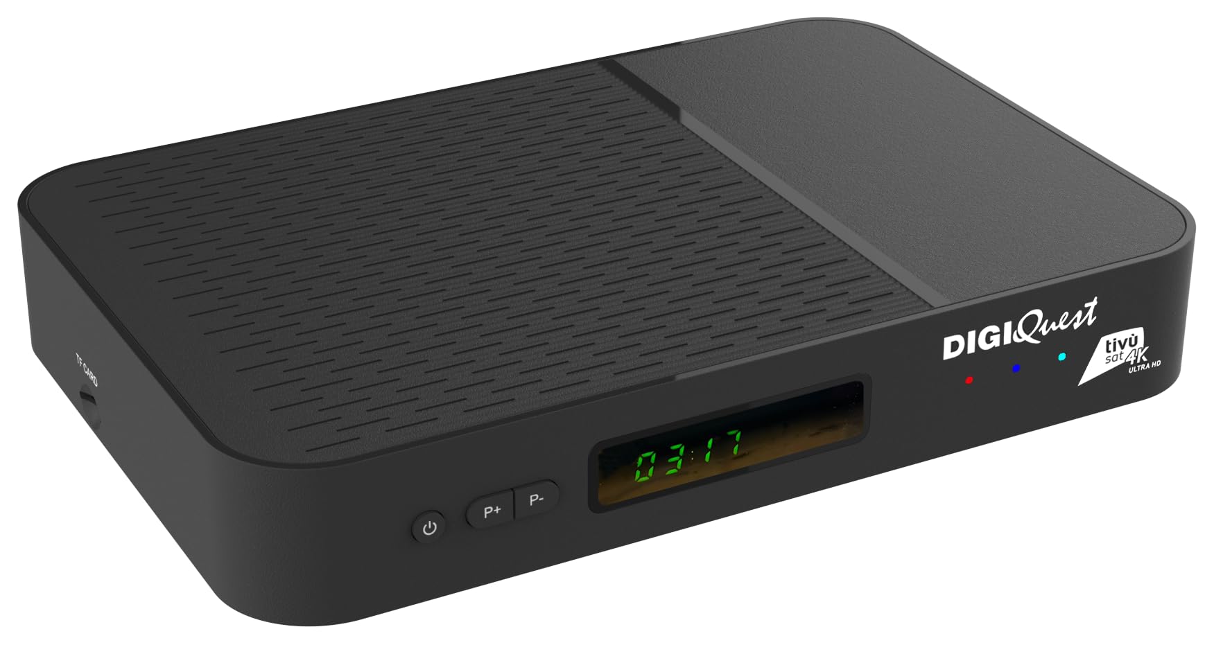 DIGIQUEST AX3_tivùsat | Decodificador Combo 4K tivùsat con triple sintonizador DVB-T2, DVB-S2 HEVC Main 10 (10 bits), Powered by Android TV | Control por voz | Google Cast | Smartcard tivùsat incluida