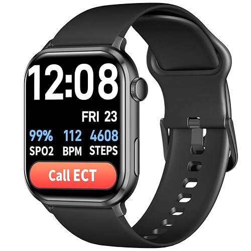 COCO Emergency Alert Smartwatch for Seniors – Fall Detection, SOS Call, Heart Rate & SpO2 Monitor, Medication Reminder, Bluetooth Calling, Caregiver App, BT2-X (2026) (Black)