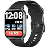 Coco Bluetooth Smartwatch BT2 for Seniors Men and Women, Personal Emergency PERS, Health Monitor, Heart Rate, Blood Oxygen Measuring, Fall Detection, Medication Reminder, Black (Renewed)