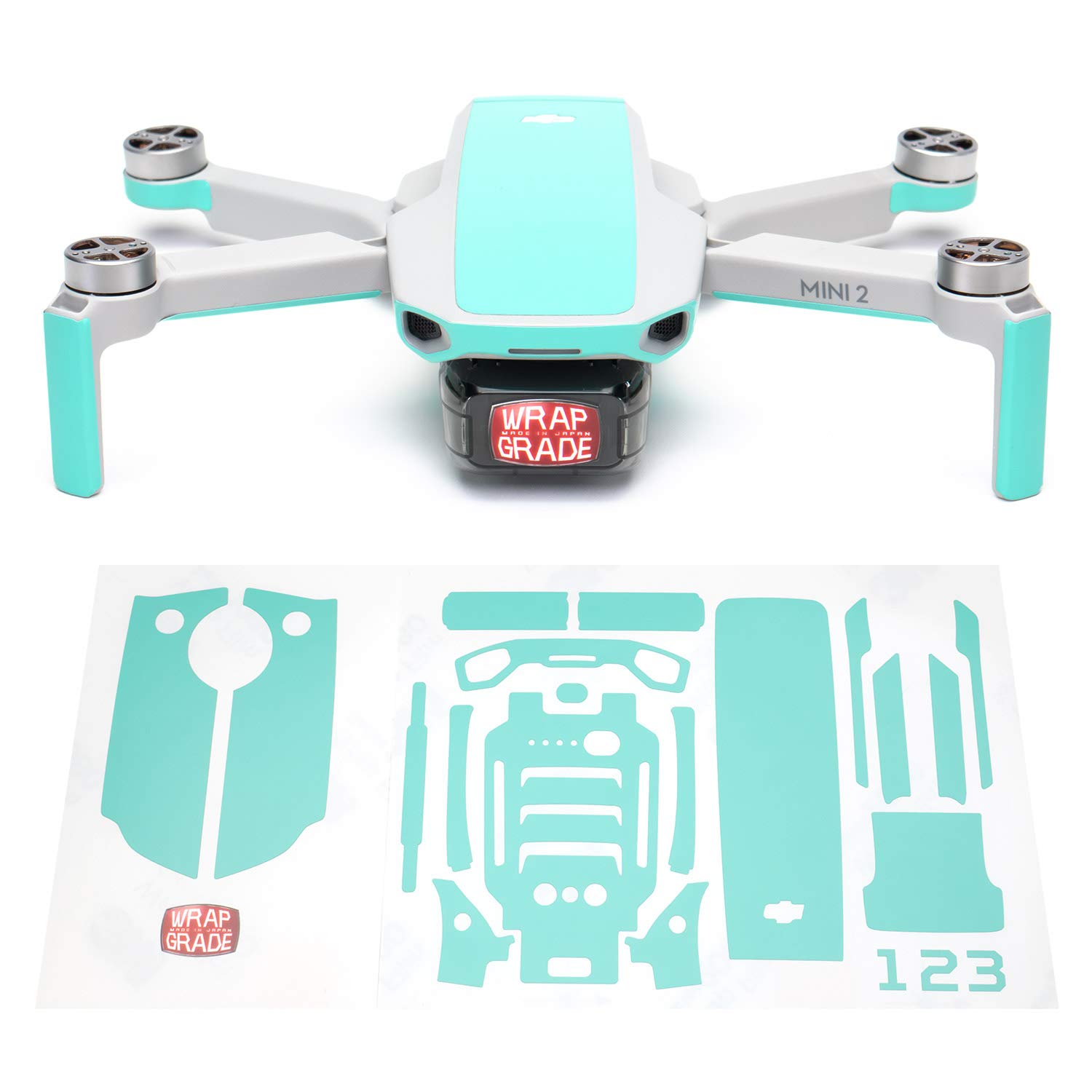 Wrapgrade Skin Sticker Set Compatible with DJI Mini 2 | Accent Color (MINT BLUE)