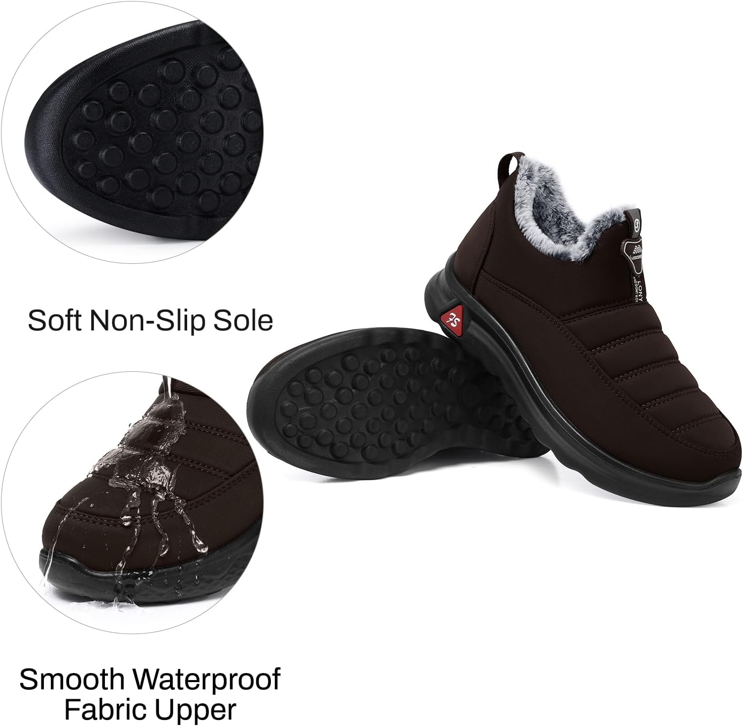 SHIBEVER Winter Boots for Women: Warm Fur Lined Slip on Ankle Snow Boots Comfortable Waterproof Anti-slip Outdoor Shoes - Image 5