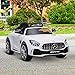HOMCOM Coche Eléctrico para Niños Mercedes GTR con Licencia +3 Años Batería 12V con Mando a Distancia Música Faros Puerta de Doble Apertura Carga 25kg 105x58x45 cm Blanco