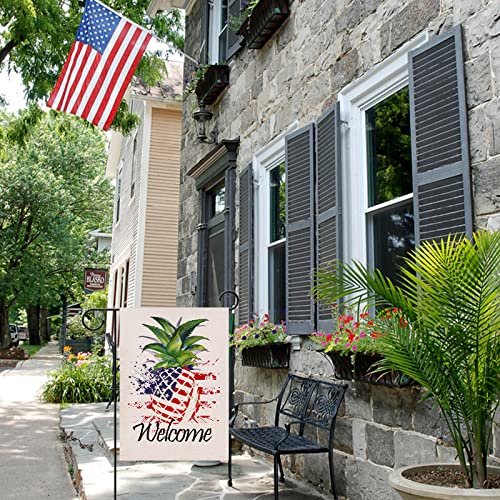 Covido Home Decorative Welcome 4Th Of July Pineapple American Patriotic Garden Flag, America Usa Memorial Day Yard Outside Decor, Spring Summer Seasonal Outdoor Small Decoration Double Sided 12X18 #TOP5