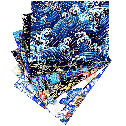 6 paquetes de tela japonesa de 50.8 x 40.6 cm, con estampado japonés, Furoshiki, tela de retazos, tela de algodón de colores, para manualidades, álbumes de recortes (estilo brillante)