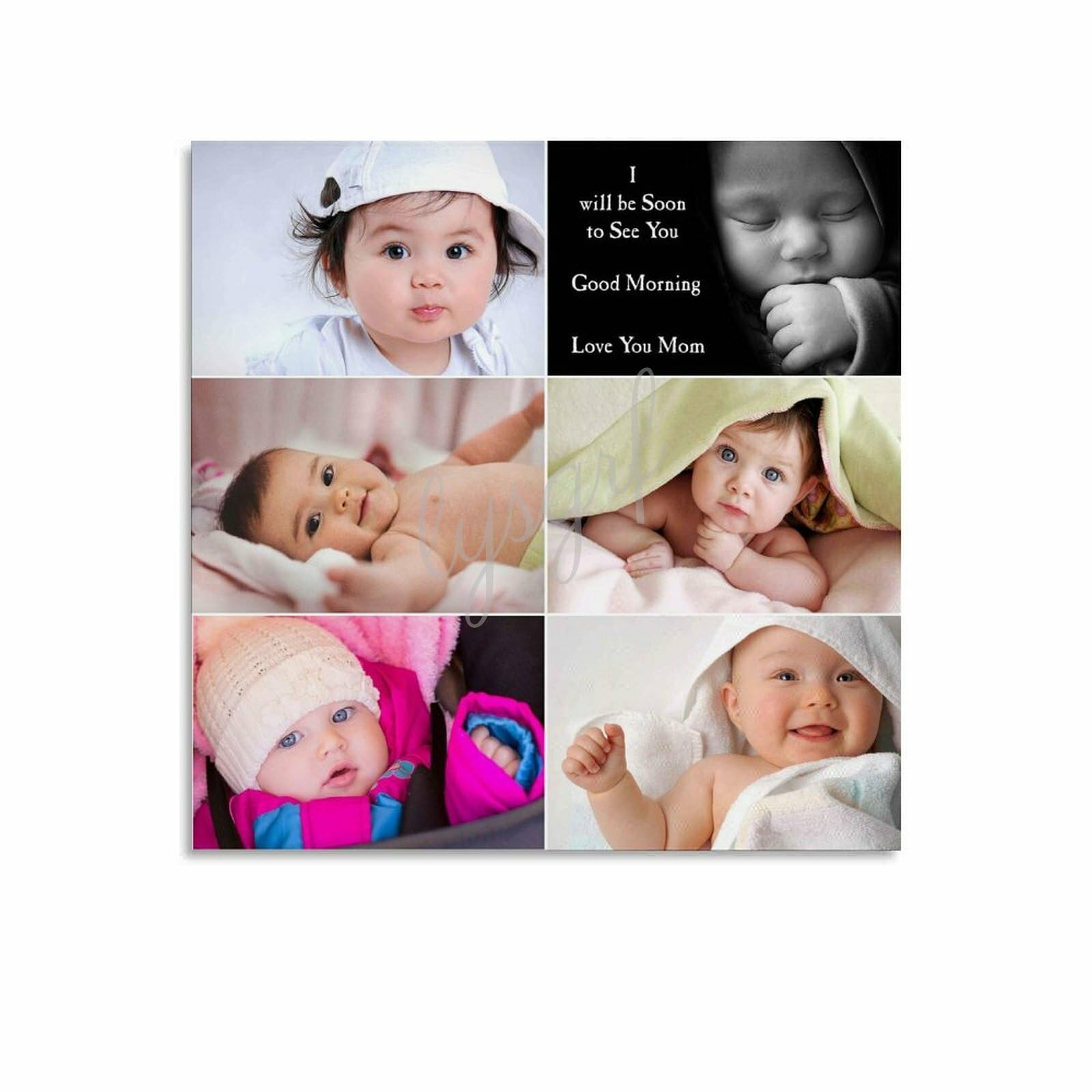 Cute Baby Collage Art Poster Pregnant Women Expecting Mothers Wall Art Poster (1) Canvas Painting Posters And Prints Wall Art for Living Room Bedroom Decor 16x16inch(40x40cm) Unframe-style