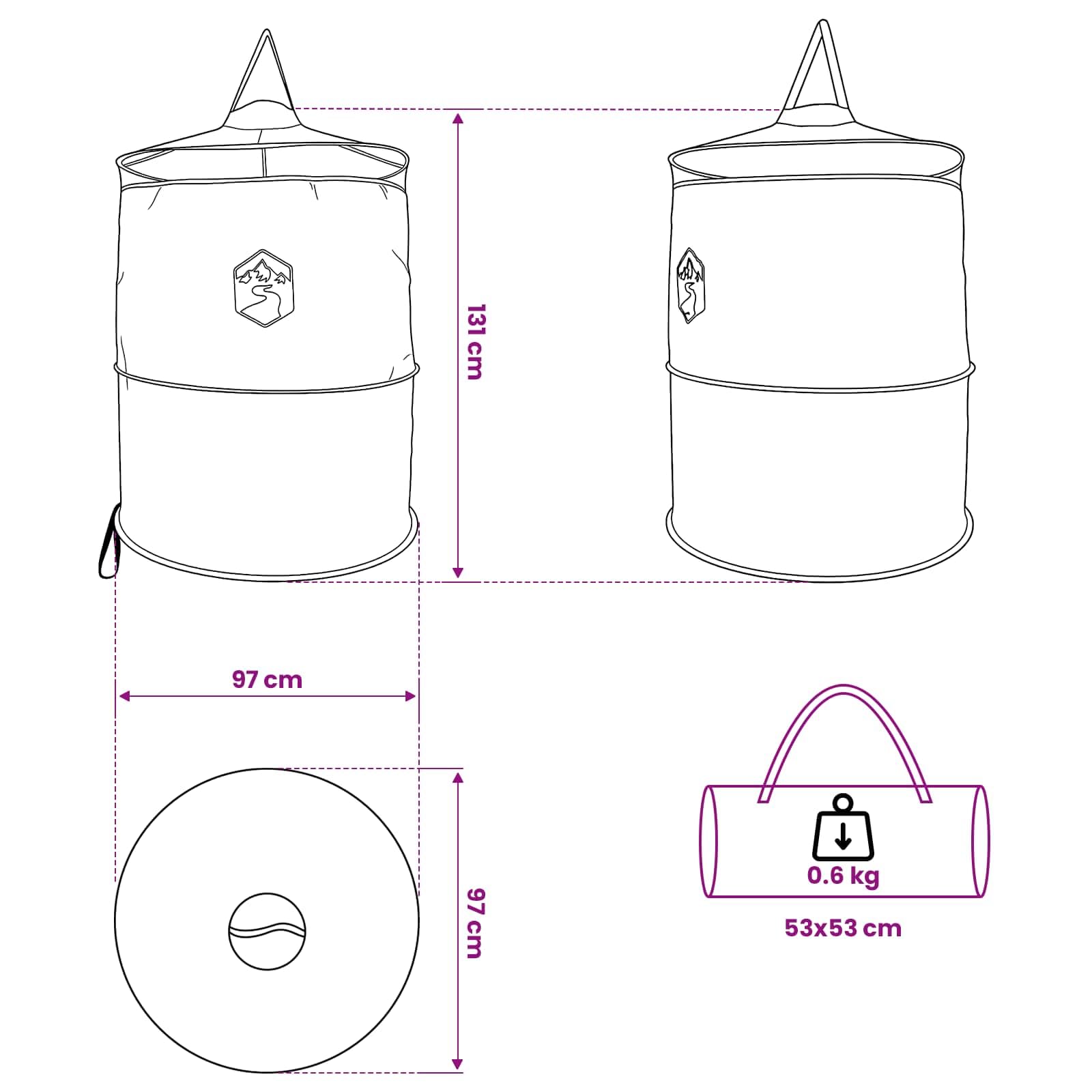 Tenda pop-up per WC con corda per appenderla, 97 x 126 cm, tenda da spogliatoio per campeggio, escursioni e spiaggia, tenda portatile pop-up in poliestere con borsa per il trasporto, grigio e