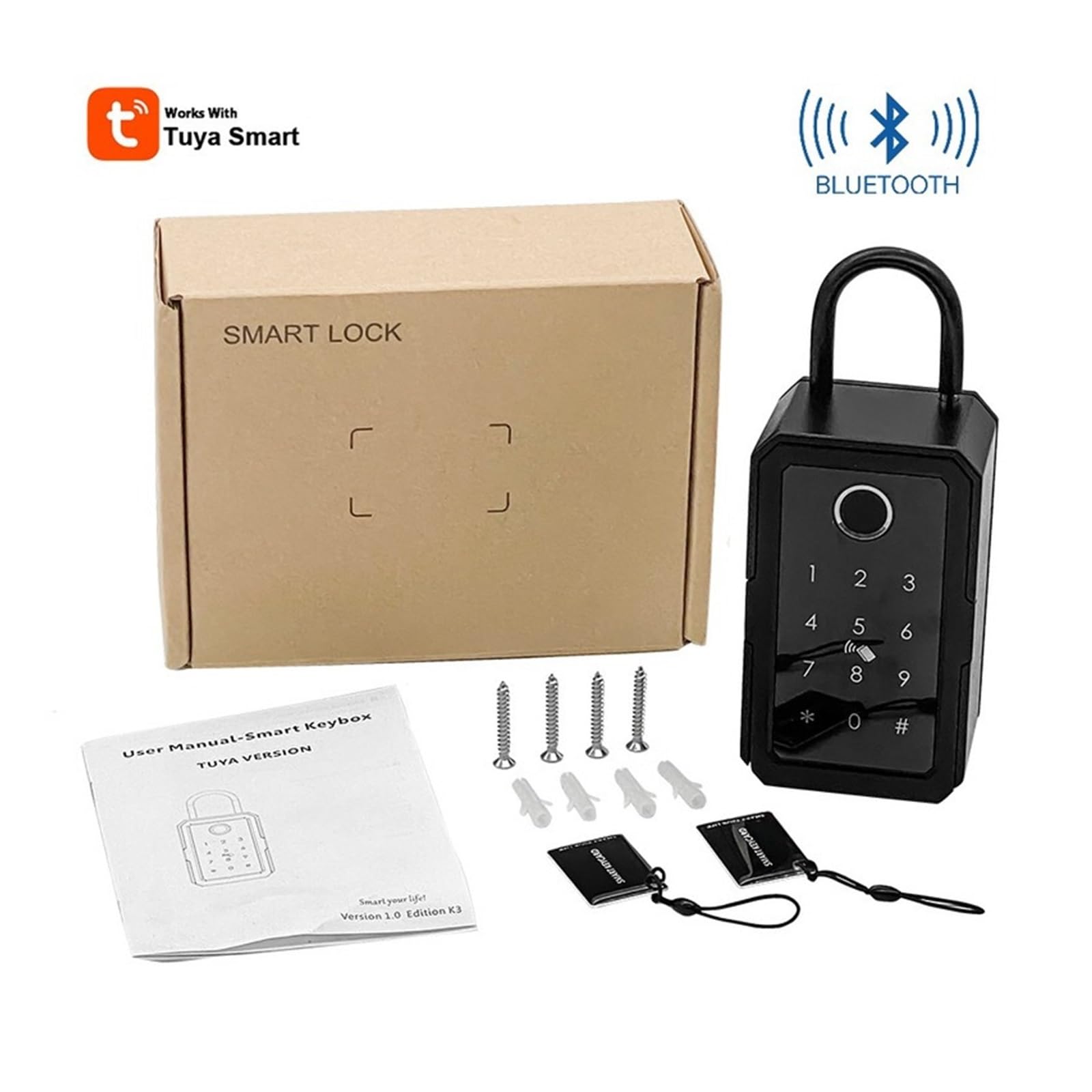 Caja fuerte, caja fuerte para llaves, Caja de seguridad electrónica Tuya Control 4,1 puerta de enlace impermeable al aire libre seguridad huella dactilar caja fuerte para dinero, efectivo y objetos de
