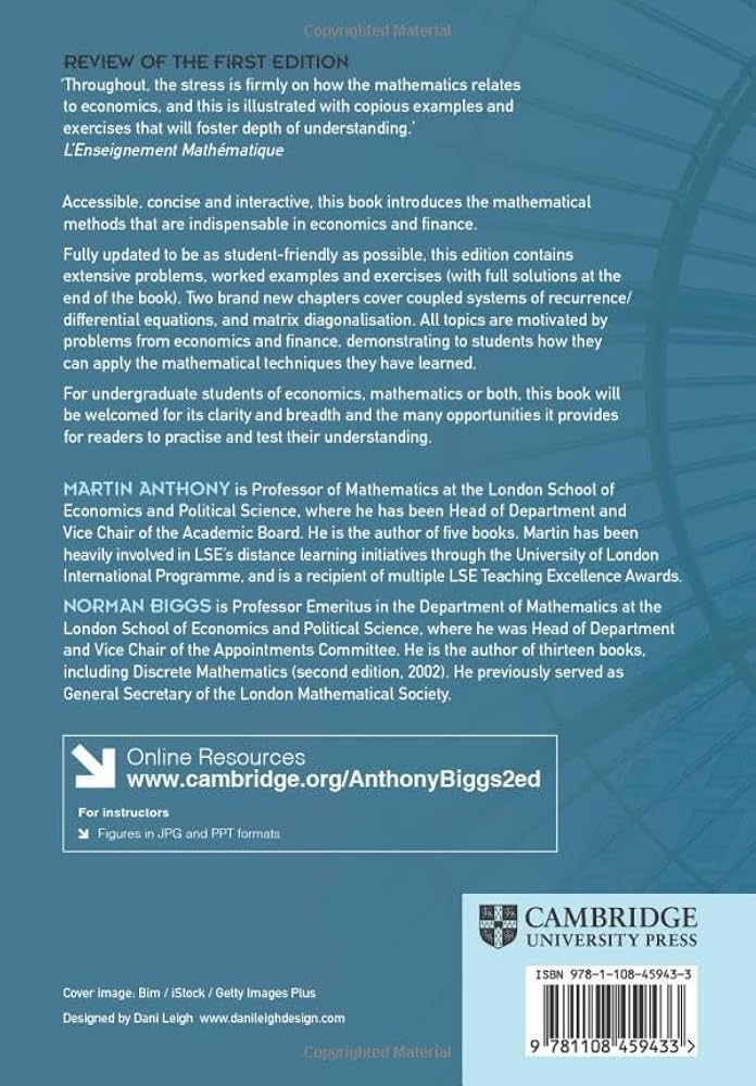 ビジネス・経済 FINANCE, ECONOMICS, AND MATHEMATICS Mathematics for Economics and Finance: 9781108459433