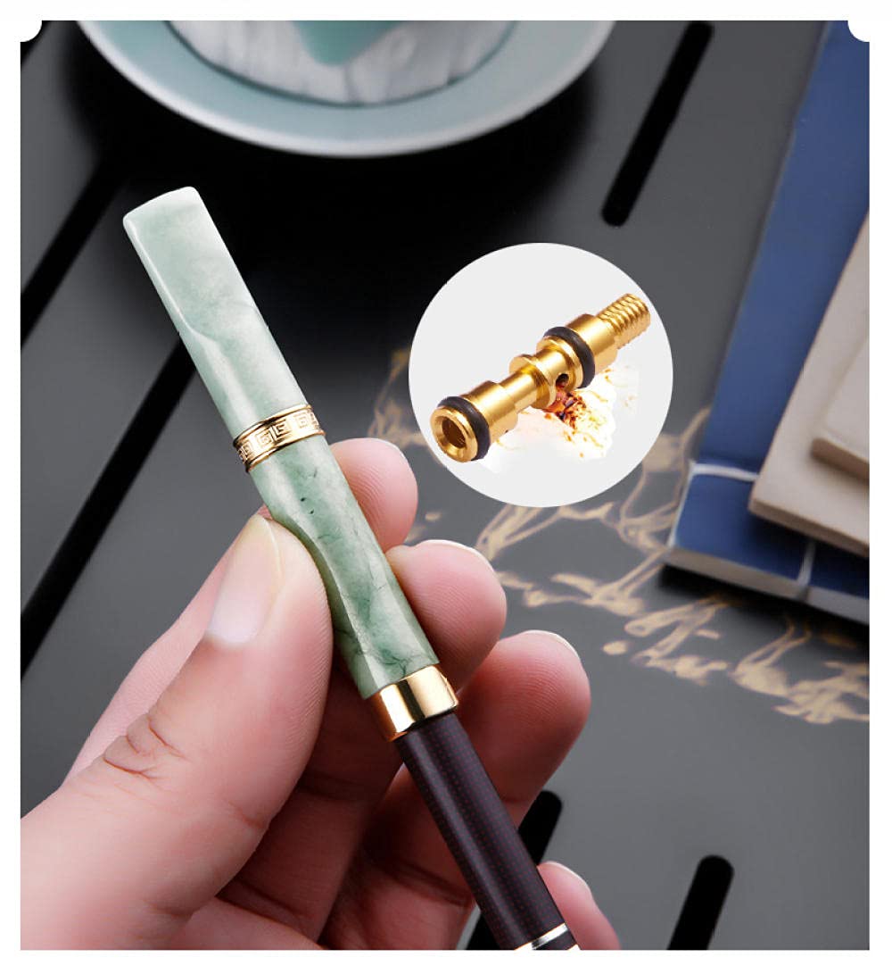 Jade Cigarette Holder with Washable Clean Tar Smoking Tobacco Filter,  Circulating Type Washable 316L Stainless Steel Cigarette Holder Gift Box  Packaging