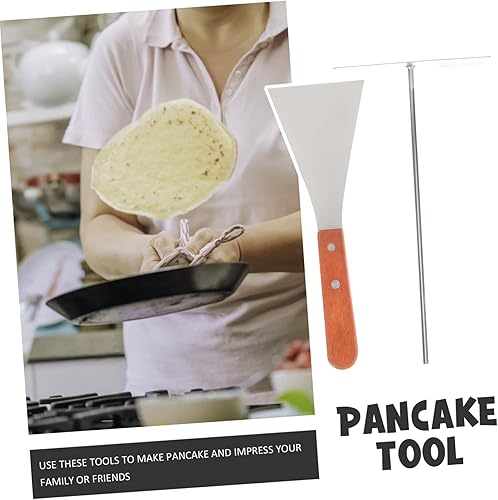 Miniatura 5 de HEMOTON Juego de herramientas para panqueques de acero inoxidable, esparcidor de crepé fácil de usar para crepes panqueques