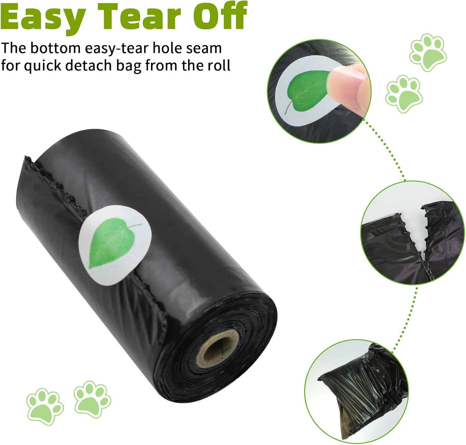 TopfreeThicker Dog Poop Bags 180 Dog Poo Bags Waste Bags Thick Strong Made from Corn Starch Plants Based (Black) - 5