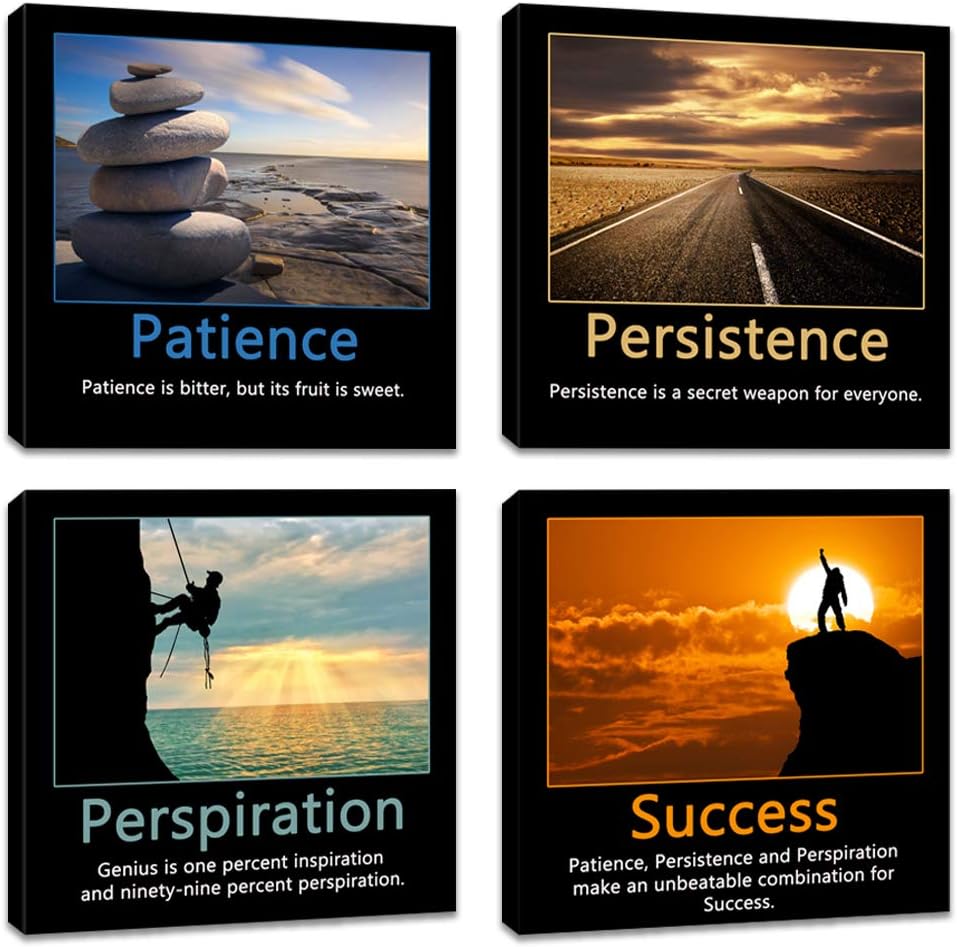 Artsbay Inspirational Wall Decor Motivational Wall Art Positive Word Signs for Living Room Bedroom Office 12" W x 12" H x4 PCS