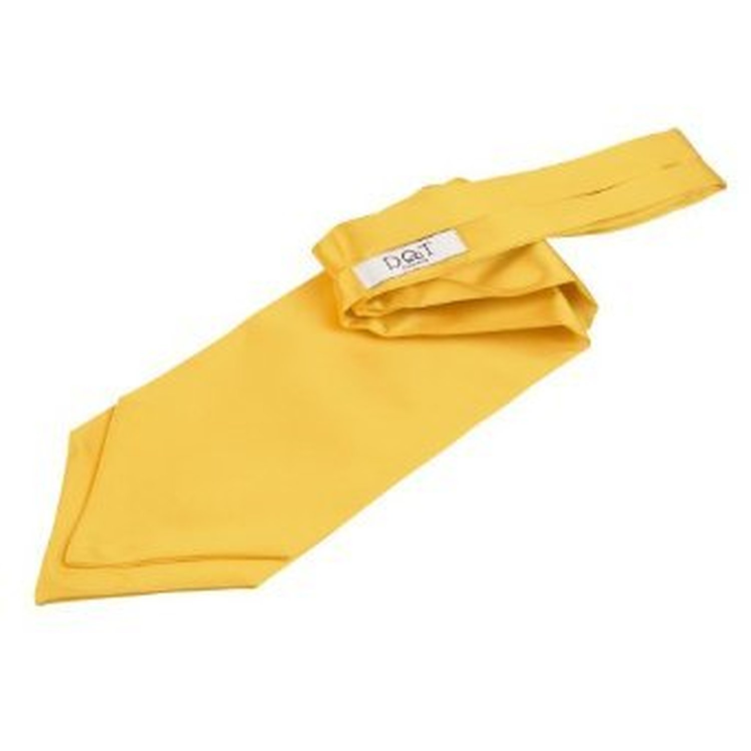 DQT Mens Plain Satin Self-Tie Ascot Cravat – Wedding Groom Formal Suit - Marigold