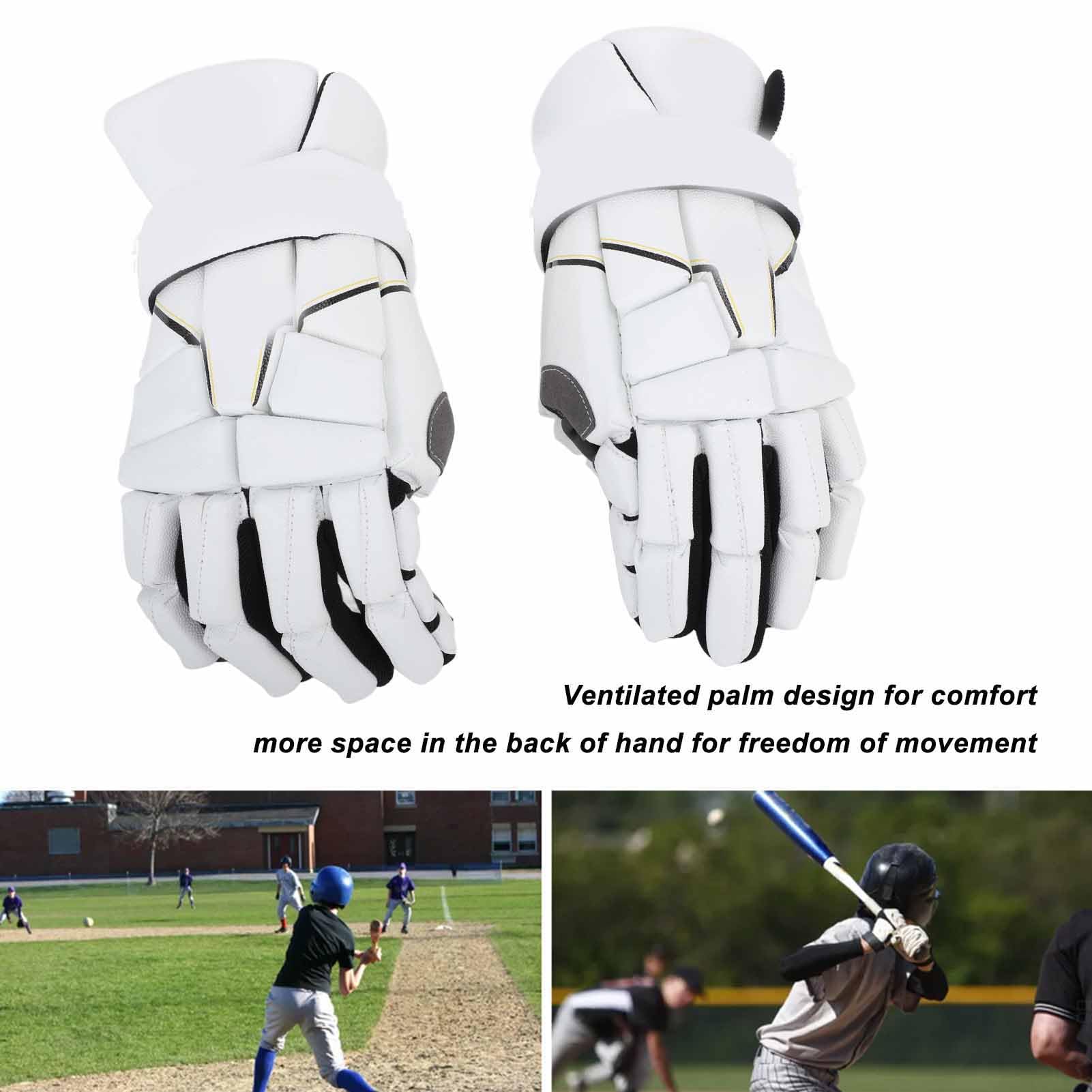 Gants de Crosse Homme, 1 Paire de Gants de Hockey sur Glace à Forte adhérence, Paume Respirante et évacuant la Transpiration, Gants de Hockey de Rue pour compétition de Crosse