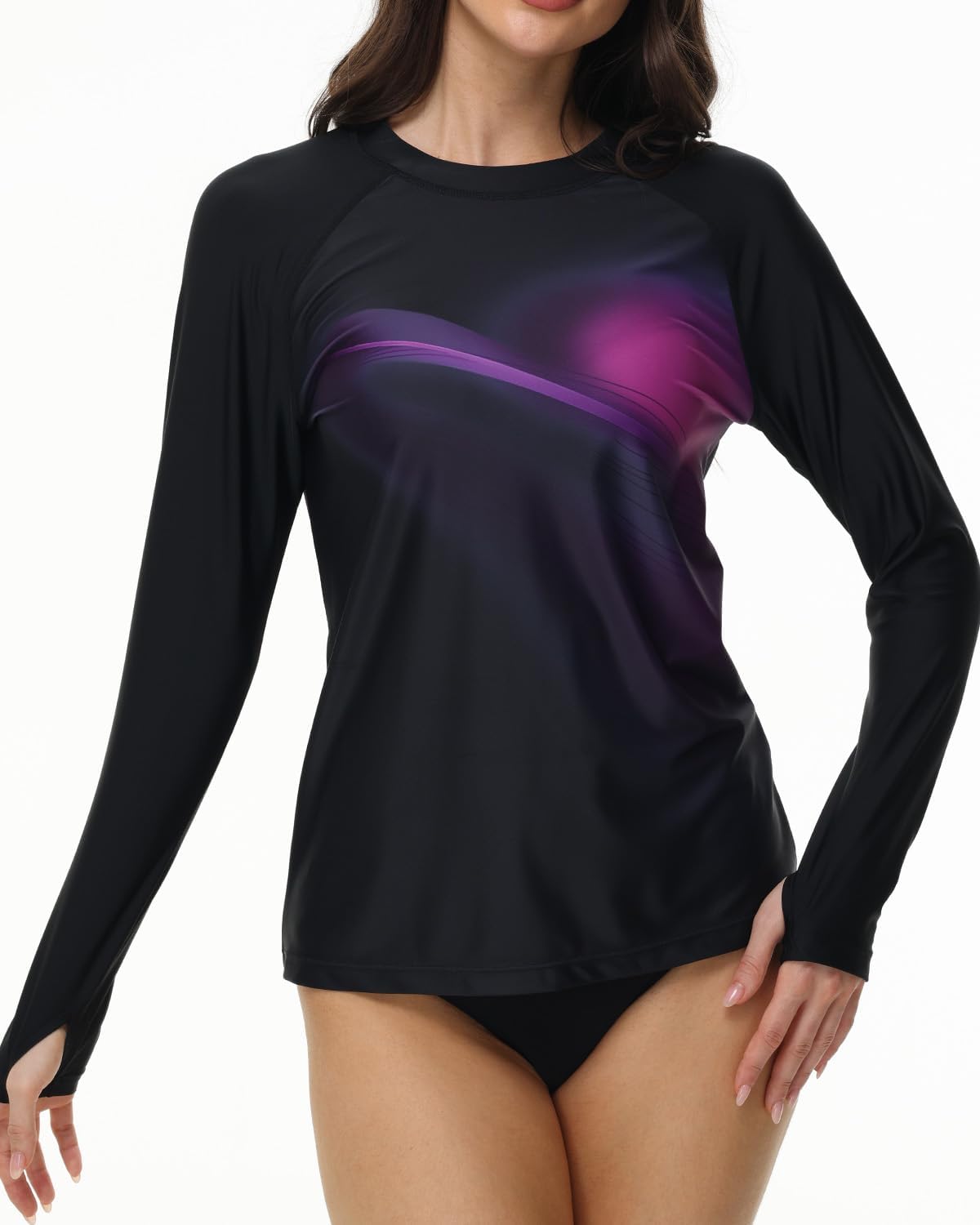 Rash Guard for Women Long Sleeve UPF 50+ Womens Swim Shirts Quick Dry UV Protection Water Swimming Tops with Thumb Holes