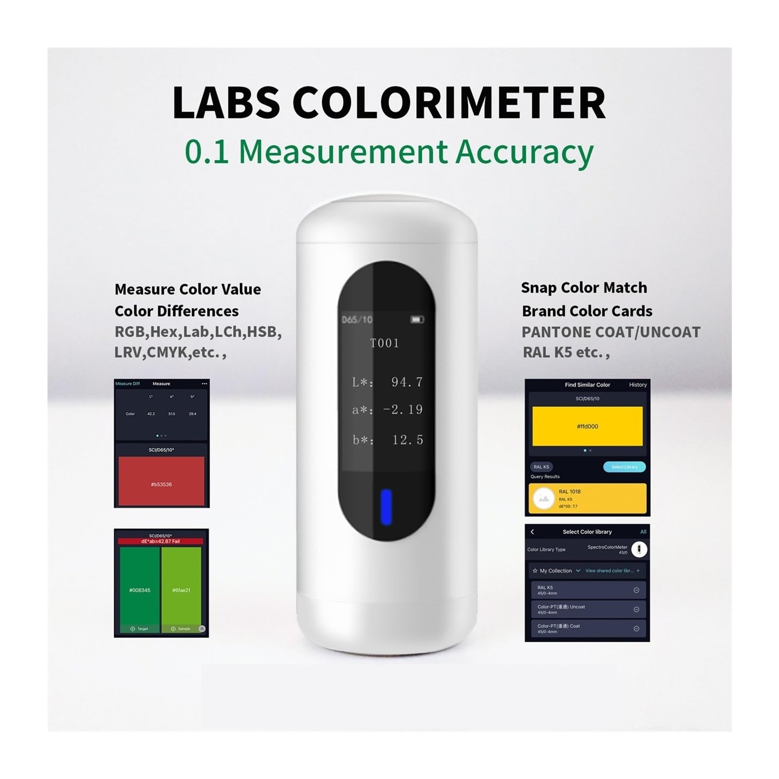 Labor-Kolorimeter, Sofortige Farberfassung, Abgleich, Vergleich, Datenspeicherung, Messung Von Farbe Und Digitalen Farbwerten PräZise Und Leicht Ablesbar