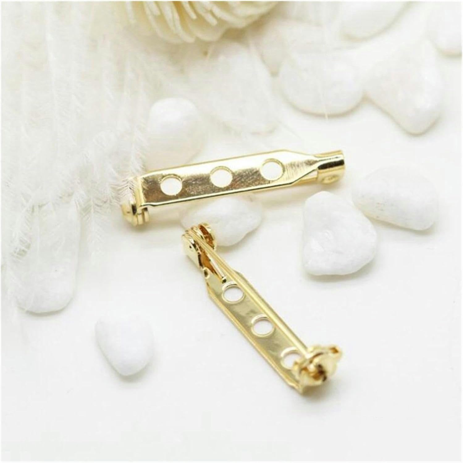 Broche con Pasador de Bloqueo de 27 mm de Largo, Base Trasera, Soporte for Insignia, alfileres for Broche, Accesorios de joyería DIY, 4 Piezas, Dorado(8 pcs)