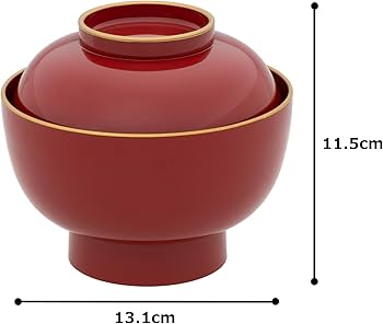 Amazon.co.jp: 山中塗り 雑煮碗 汁椀 蓋付き 大きめ 大名 朱渕金塗