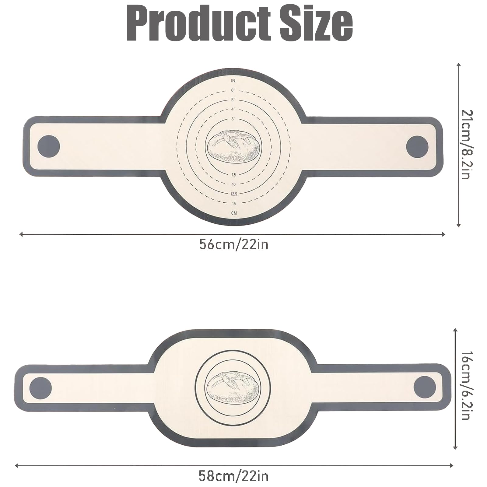 Lot de 2 élingues à pain en silicone réutilisables, tapis de pain en silicone anti-adhésif avec longues poignées, tapis de cuisson pour le transfert de levain Lot de 2 élingues à pain en silicone réutilisables, tapis de pain en silicone anti-adhésif avec longues poignées, tapis de cuisson pour le transfert de levain