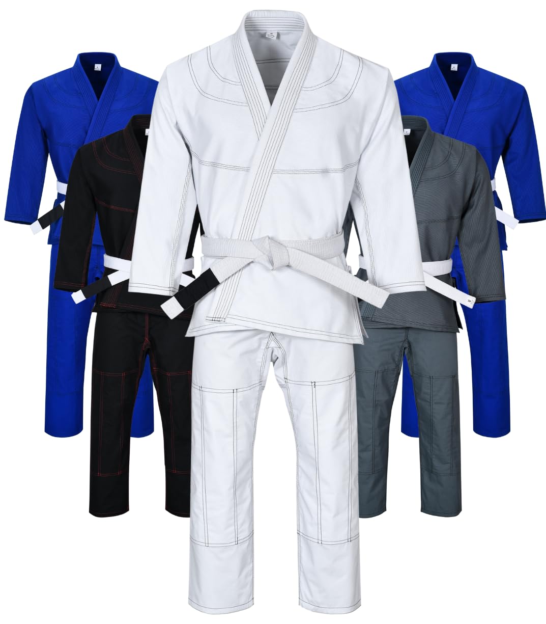 Knockout Fight Gear Brazilian Jiu Jitsu Gi For Men, BJJ Gi Women Grappling gi ULTRA LIGHT, PRESHRUNK Sweat Wicking Fabric, Machine Washable With Free White Belt (White A0)