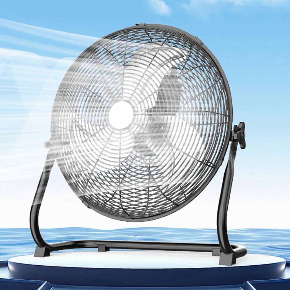 Floor Fan Industrial Fan 16-Inch High-Velocity Pure Copper Motor with 4 Speeds 130 Degree Adjustable Tilt Ideal for Home or restaurant or Garage or Workshop