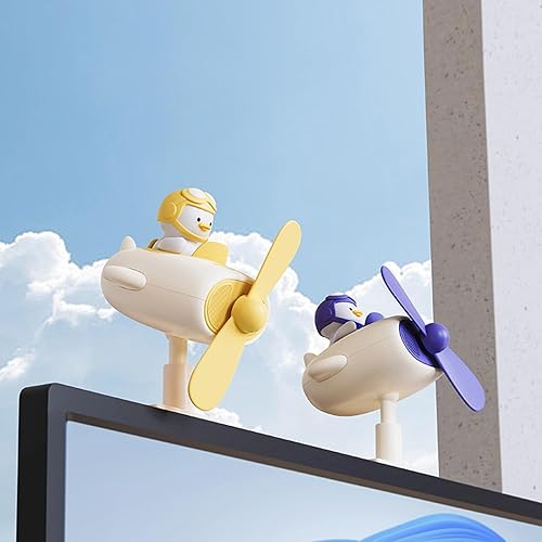 Miniatura 8 de Ventilador de escritorio USB pequeño con lindo pato amarillo forma piloto USB alimentado aire acondicionado para espacio personal al aire libre