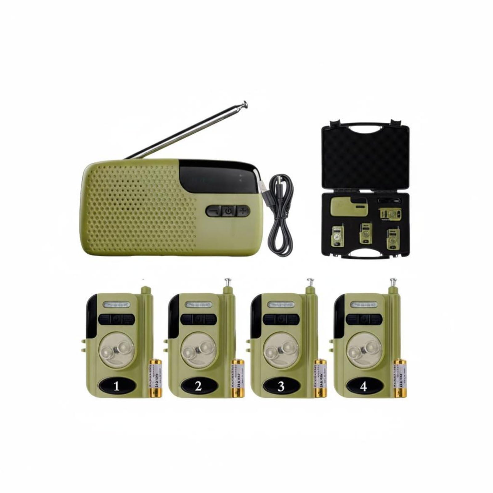High Sensitivity 4+1 Fishing Alarm Receiver Set Easy Operation Wireless Fishing Bite Alarm Set for Carp Fishermen, Anglers, 1 for 4 Set-image-4