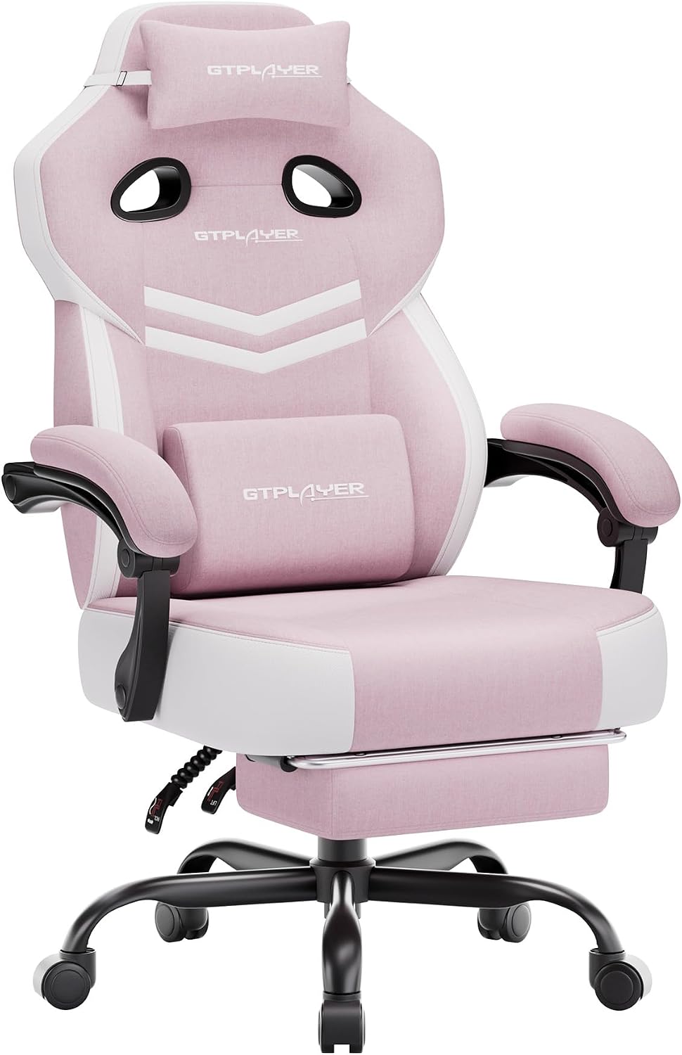 GTPLAYER Big & Tall Gaming Chair, Wide Seat with Footrest, Black & Gray