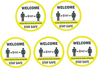 iplusmile 5 Pçs Adesivo De Parede Adesivos De Chão Mantenha Distância Adesivo Decalque De Piso Adesivo De Sinal De Lugar Público Janela Branco Pvc Sinal De Aviso Adesivo De Pvc