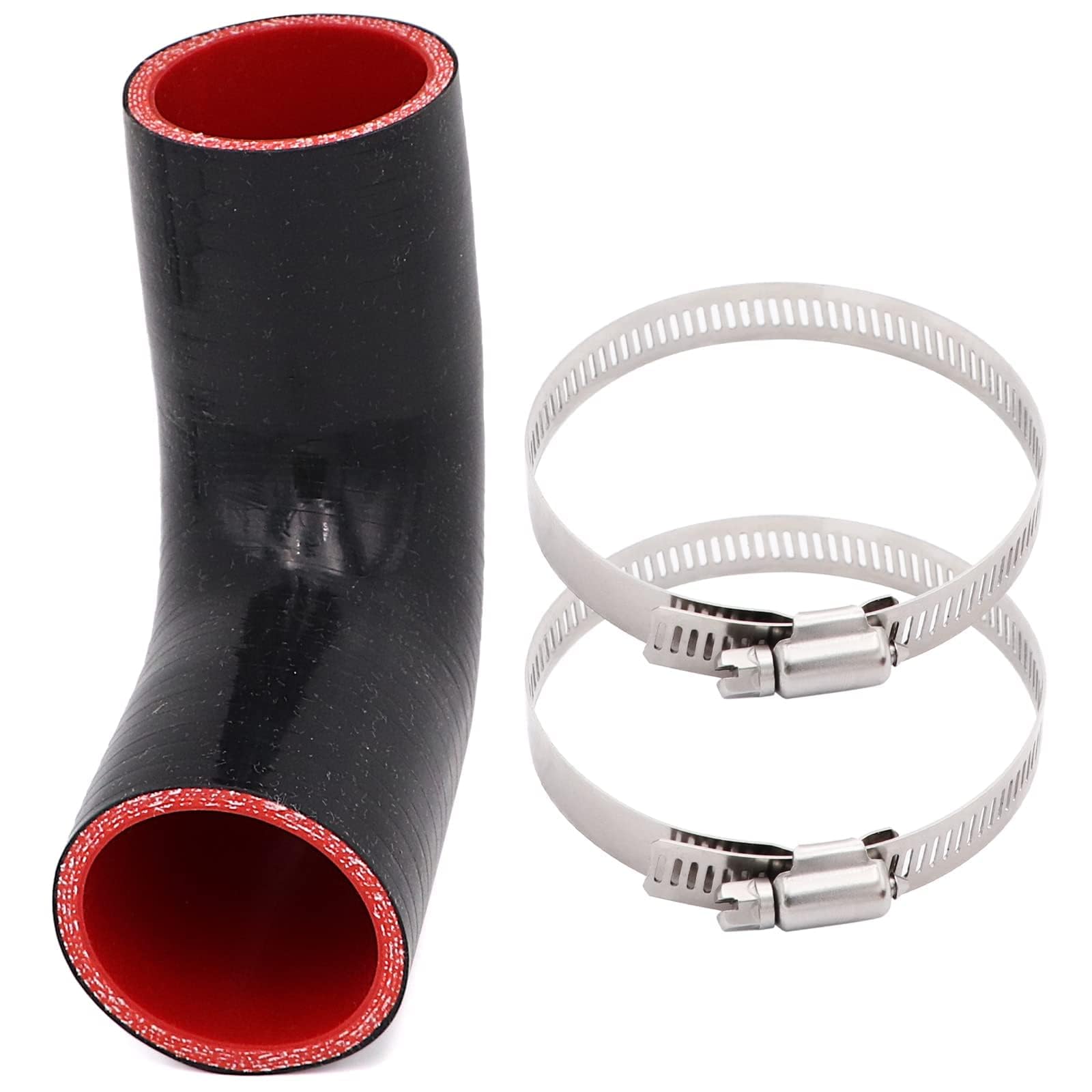Manguera acopladora de codo de 90 grados de 51 mm, 4 capas reforzadas, longitud de 102 mm con 2 abrazaderas para turbo/intercooler/acoplador de tubería de admisión