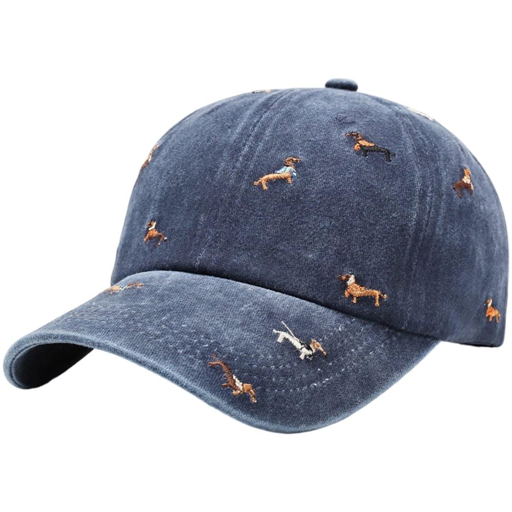 Sslvya Embroidered Dachshund Baseball Cap Vintage Adjustable Golf Dad Hat for Men Women Dog Lover Gift