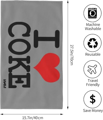 Miniatura 2 de SEAEAGLE WAM - Toallas de baño absorbentes con texto en inglés "I Love Coke by WAM", toallas de mano de 27.5 x 16 pulgadas