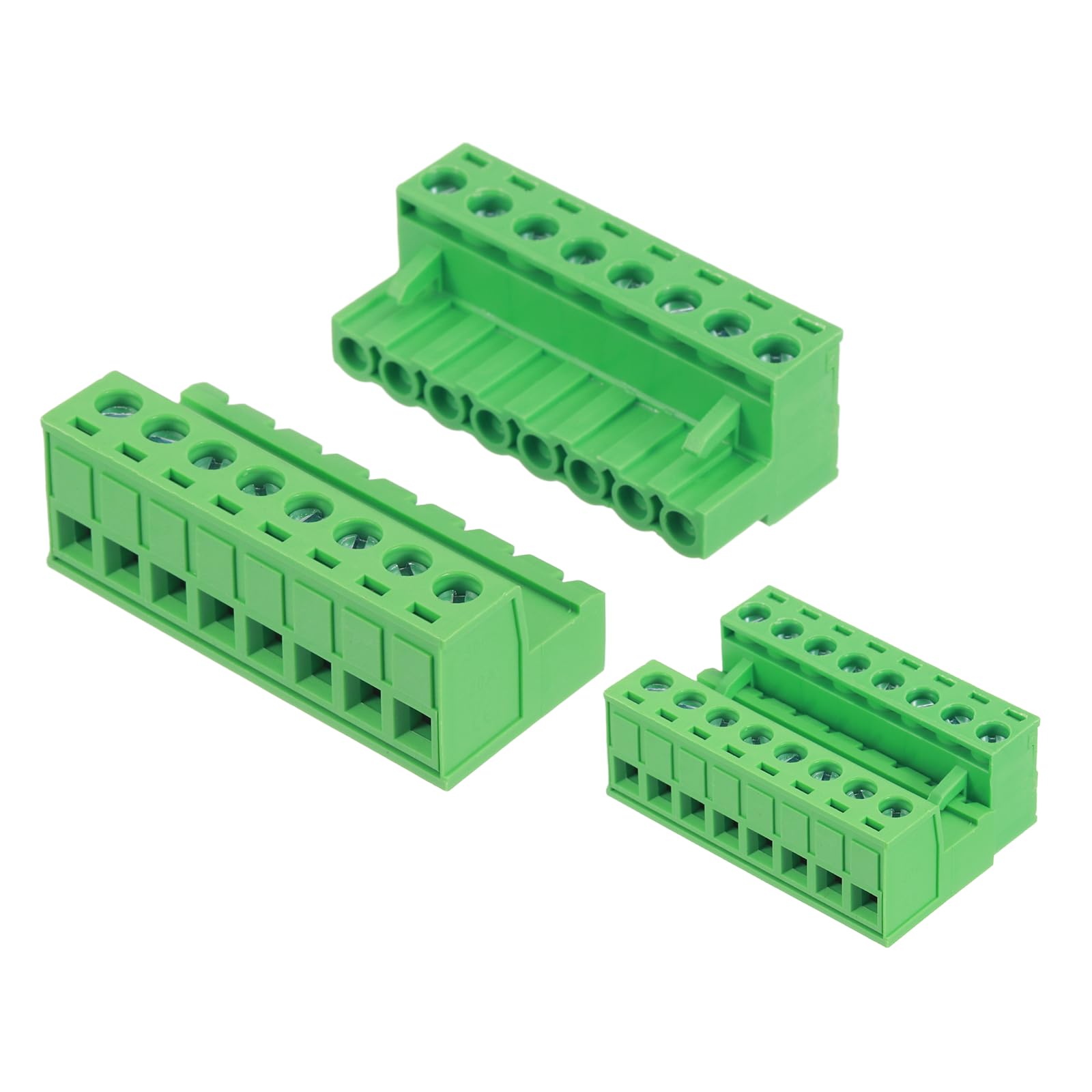 sourcing map 8 Set 8 Pin 5mm 0.2 Inch Pitch PCB Mount Screw Terminal Block Connector Male Female, Green