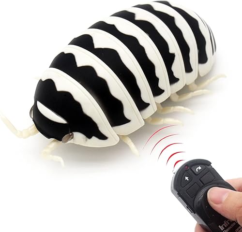 Tipmant RC Bug Control remoto gusano realista Pillbug electrónico broma animal juguete insecto coche vehículo niños regalos de cumpleaños (negro y