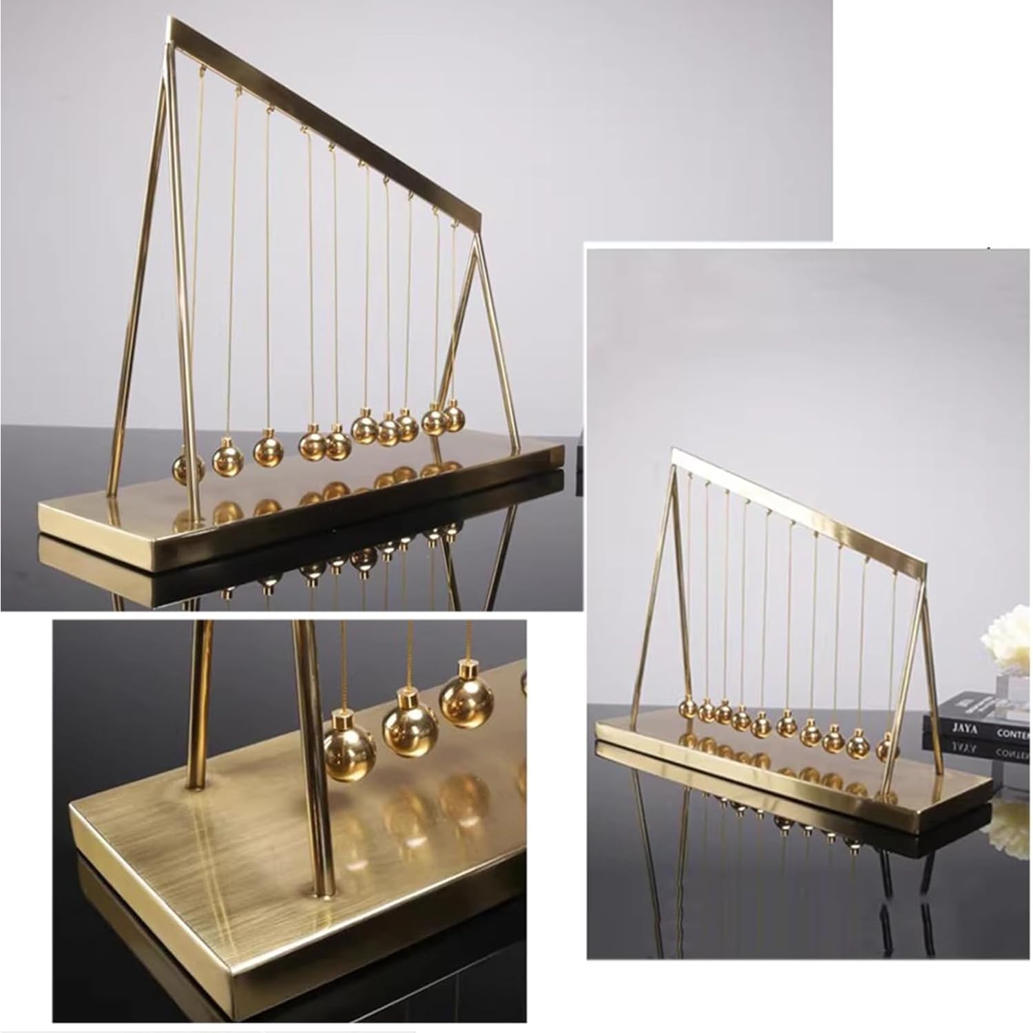 Newton's Berceau Pendule, boule d'équilibre de bureau ornement avec 10 boules en métal, démonstrateur physique pour bureau, chambre à coucher, salon