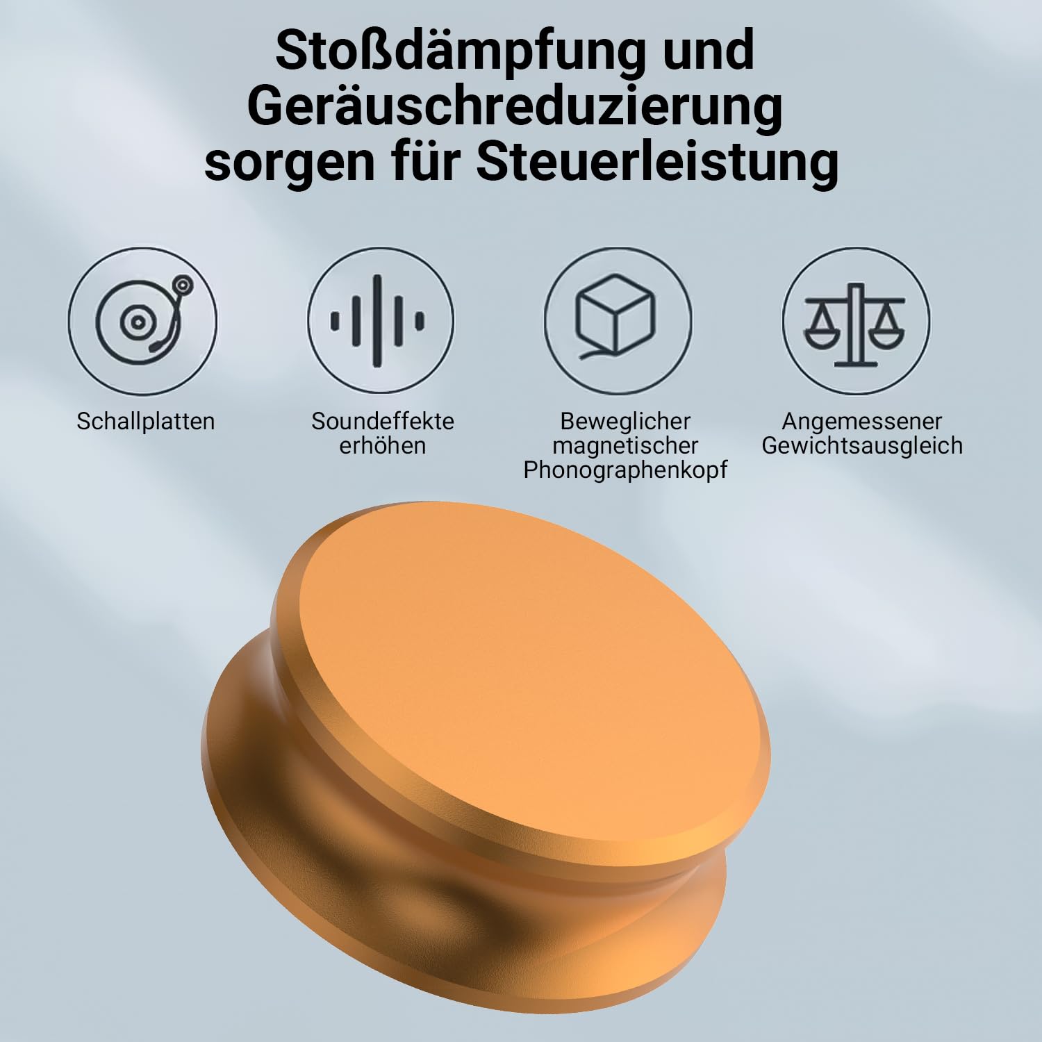 Tirstrup Turntable Weight Stabiliser Vinyl Disc Player Aluminium LP Stabiliser for Turntable Weight Stabiliser for LP Turntable Eliminates Vinyl Disc Vibrations (Golden) - Image 4