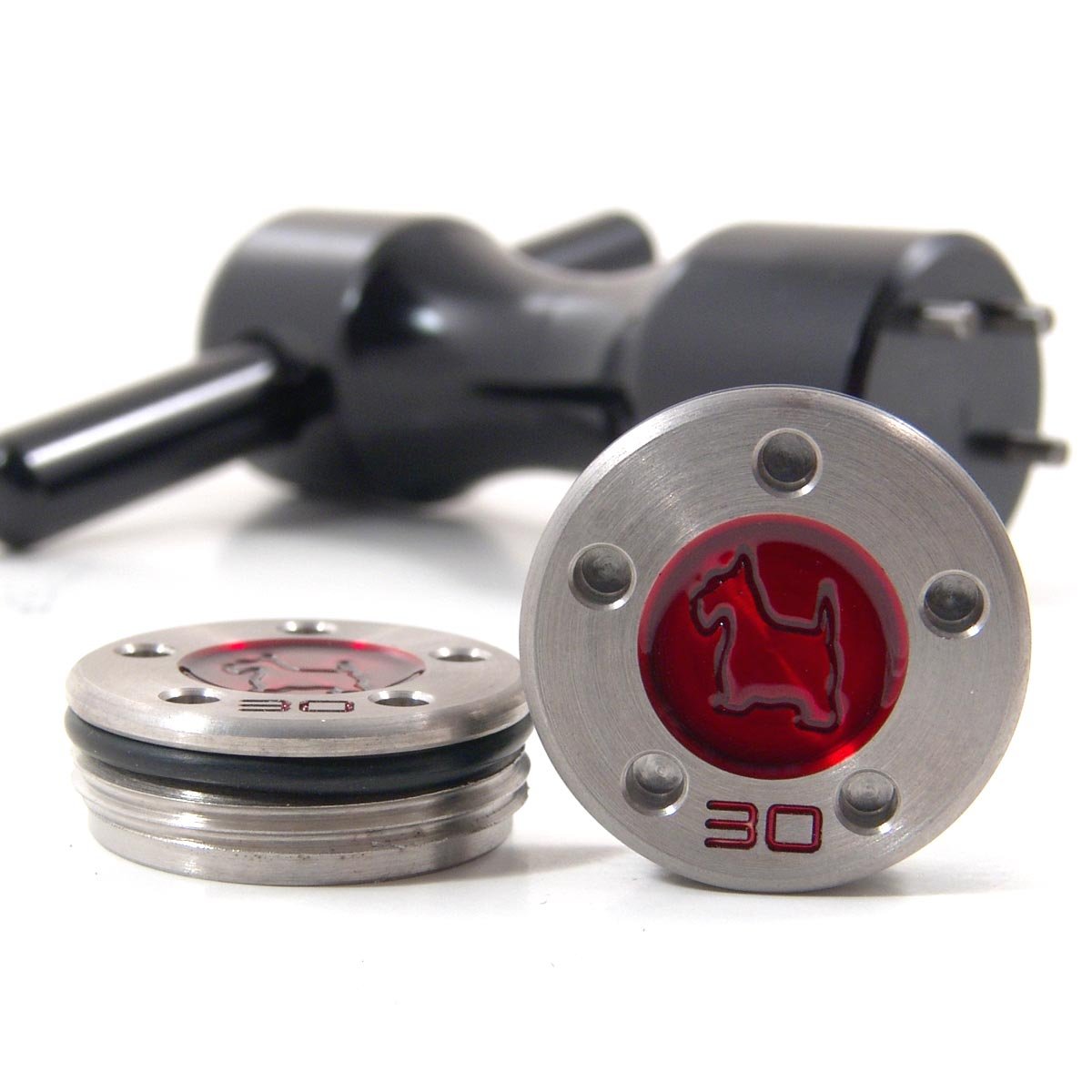 19th Hole Custom Shop 2 of 30g Red Scottie Dog Weight for Scotty Cameron Putters with Wrench Tool (Black)