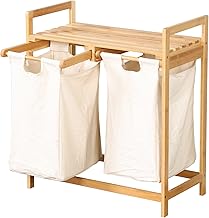 KARAT - Bamboo laundry basket - Laundry bin bedroom bathroom - Dirty laundry collector - Wooden sorter with laundry bin - Eco-Friendly Tri-Laundry - Dakota - 33P x 64L x 73H cm