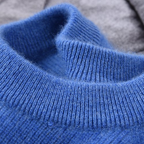 ZHILI Pull Uomo Girocollo - 100% Cachemire S Blu