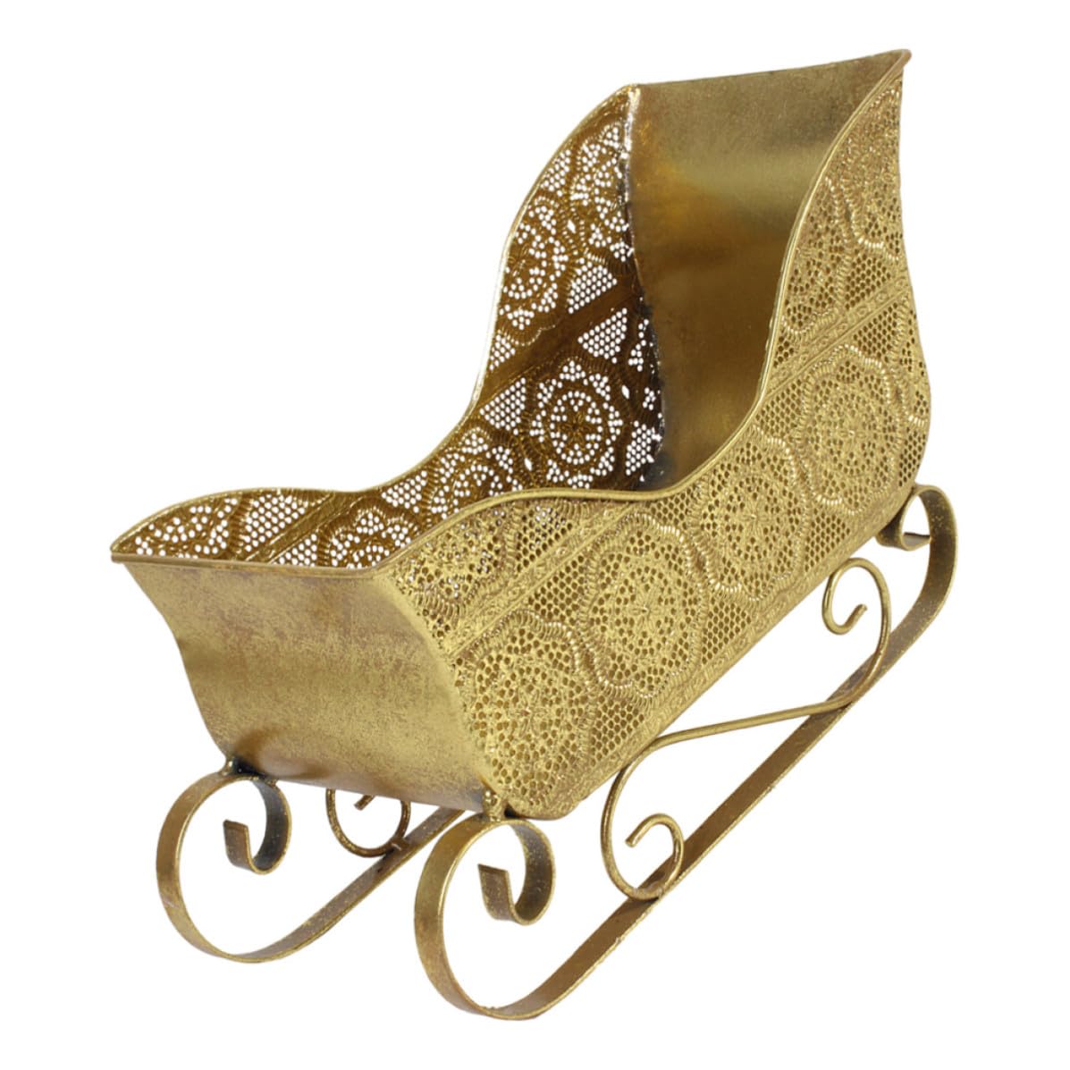 Trineo en Temporada Navideña Navideño de Hierro Dorado Vintage Soporte para Dulces y Aperitivos, Decoración Rústica para Mesa y Repisa