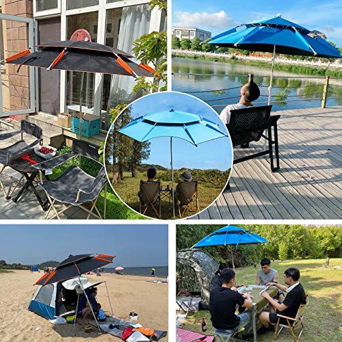 Sombrilla de pesca ajustable con rotación 360 y toldo impermeable para jardín 2