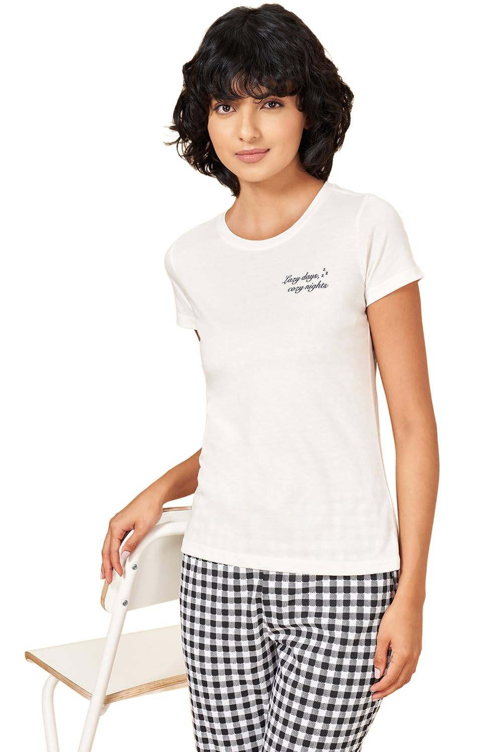 dreamz by pantaloons Women's Dreamz Off-White Sleepwear Top Comfort Fit,Snow White,XS-picture-10
