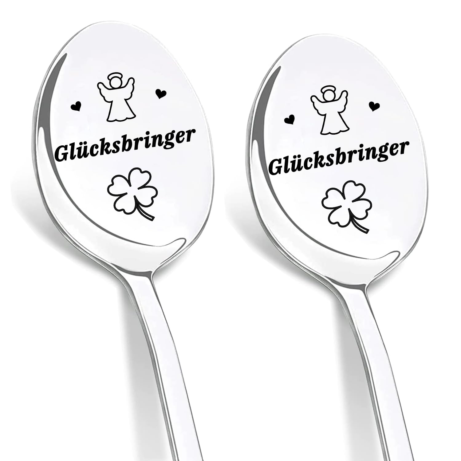 DIKARIYA Kaffeelöffel Geschenk, 2er Löffel mit Gravur, Kaffeelöffel aus Edelstahl, Teelöffel Geschenke für Geburtstage, Jubiläen, Valentinstag, Vatertag, Muttertag