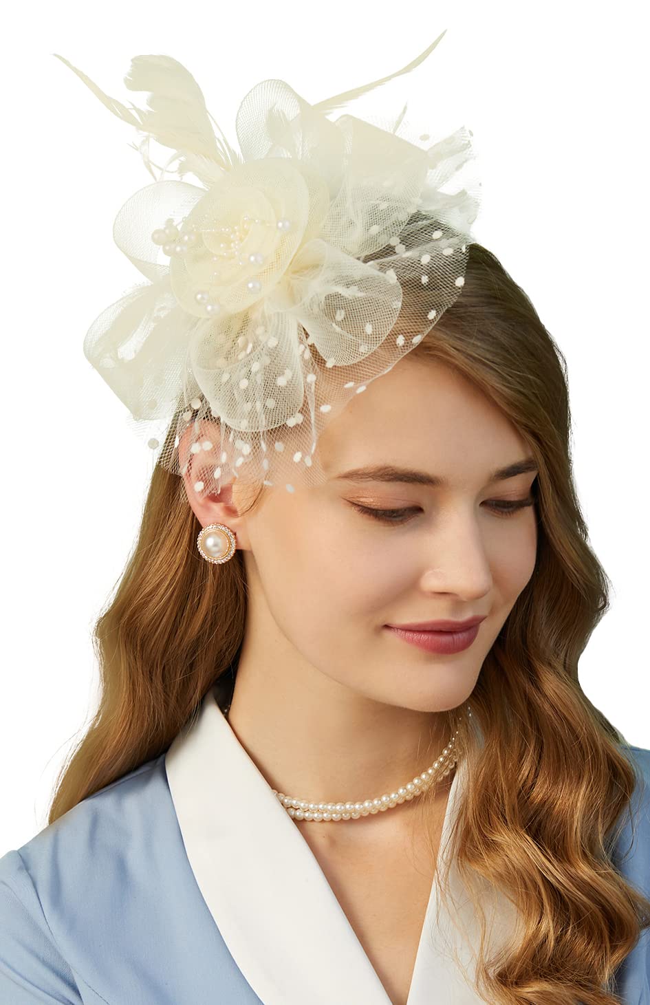 Cizoe Fascinators Hat for Women Tea Party Headband Kentucky Derby Wedding Flower Cocktail Mesh Feathers Hair Clip