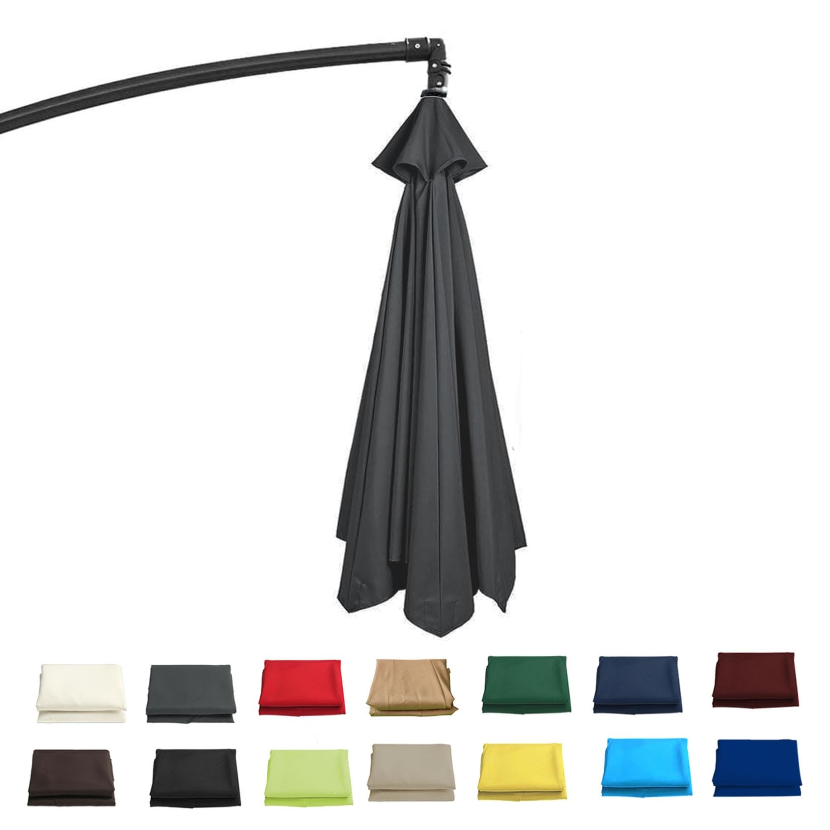 GZDXBF Sun Umbrella Replacement Cloth｜Replacement Parasol Cover｜200/230/250/270cm/300cm-6/8ribs｜Garden Parasol Canopy Cover Replacement (UV 50+ Protection)(Gray,6 RIBS: 300CM/9.8FT)