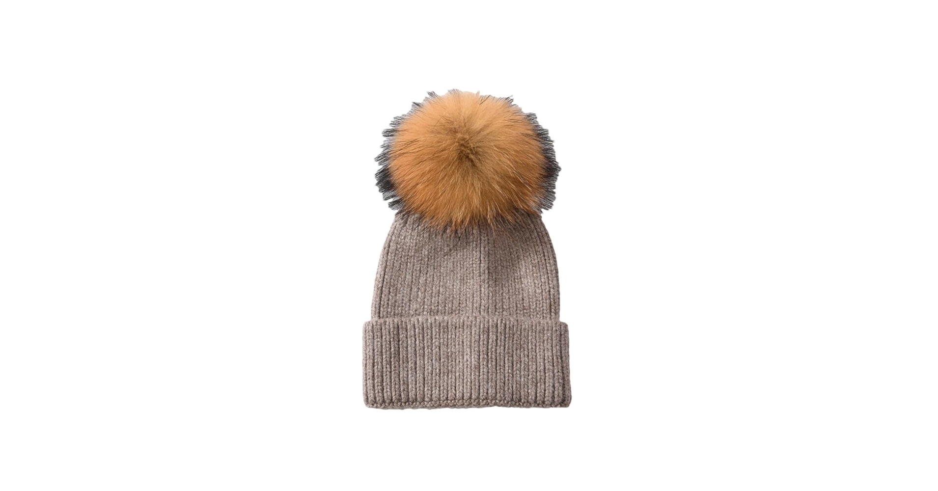 Cashmere Knitted Beanie Hat Fur Pom Pom Top Beanie Warm