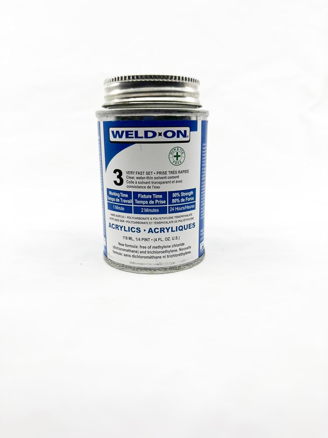 Weld-On #3 Acrylic Cement, DCM & TCE Free Formula, Quarter Pint and Weld-On Applicator Bottle with Needle (Pack of 3)