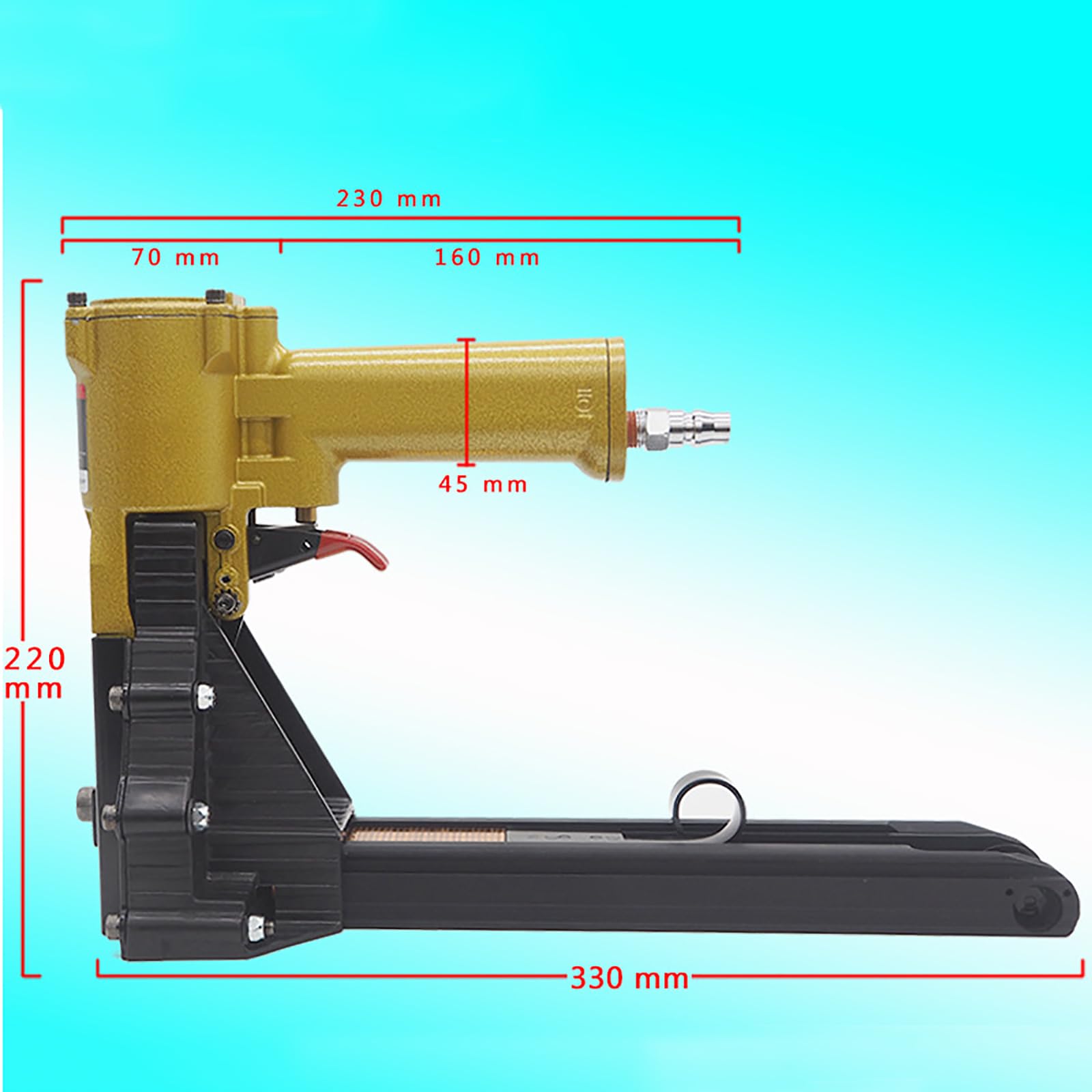 Grapadora de cierre de cartón, pistola grapadora neumática resistente con longitud y profundidad ajustables, ideal para sellar cajas y cajas plegables