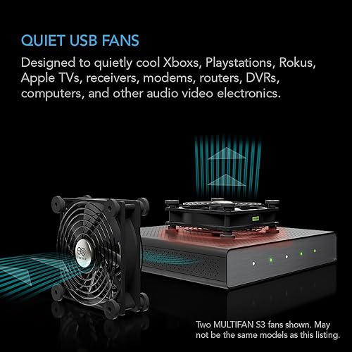 Miniatura 2 de AC Infinity MULTIFAN S5, silencioso ventilador USB dual de 3.150 in, certificado UL para receptor DVR PlayStation Xbox gabinete de computadora