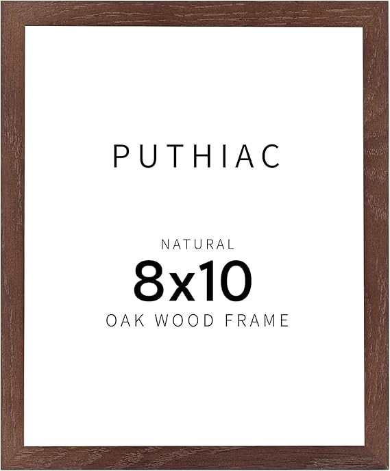puthiac Walnut Wood Picture Frame, 8x10 inches, 1 Pack, Natural Solid Wooden Frame for Wall Art Photo and Prints
